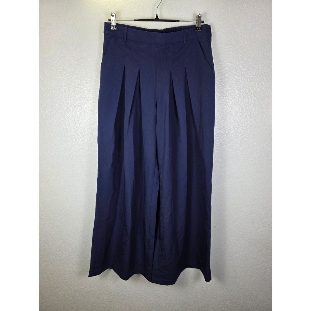 Beautiful by Lawrence Zarian Navy Blue‎ Wide Leg Pleated Trousers Womens Medium